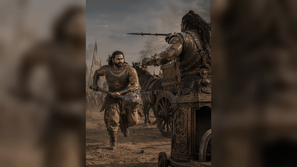 Bhima breaks Duhshasana's attack, destroys his chariot, and defeats him
